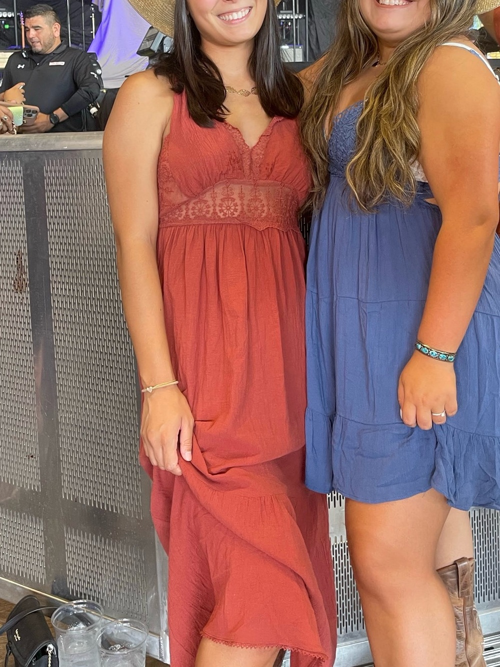 Red maxi dress with lace